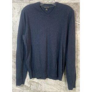 Banana Republic Cotton Cashmere Men's Navy Blue V-Neck Sweater Sz Medium
